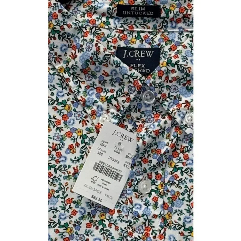J.Crew Slim Untucked Flex Oxford Floral Button-Down Shirt L